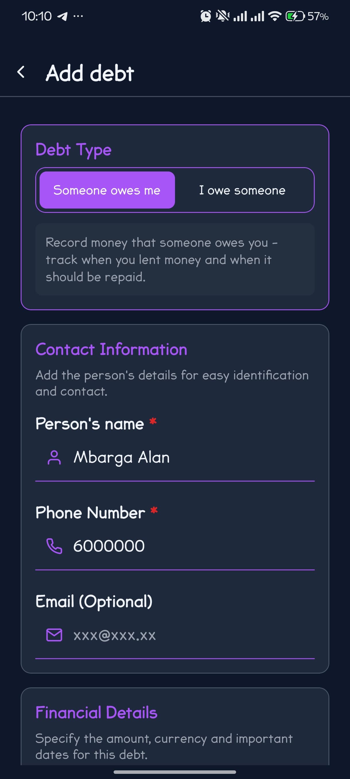 Add debt